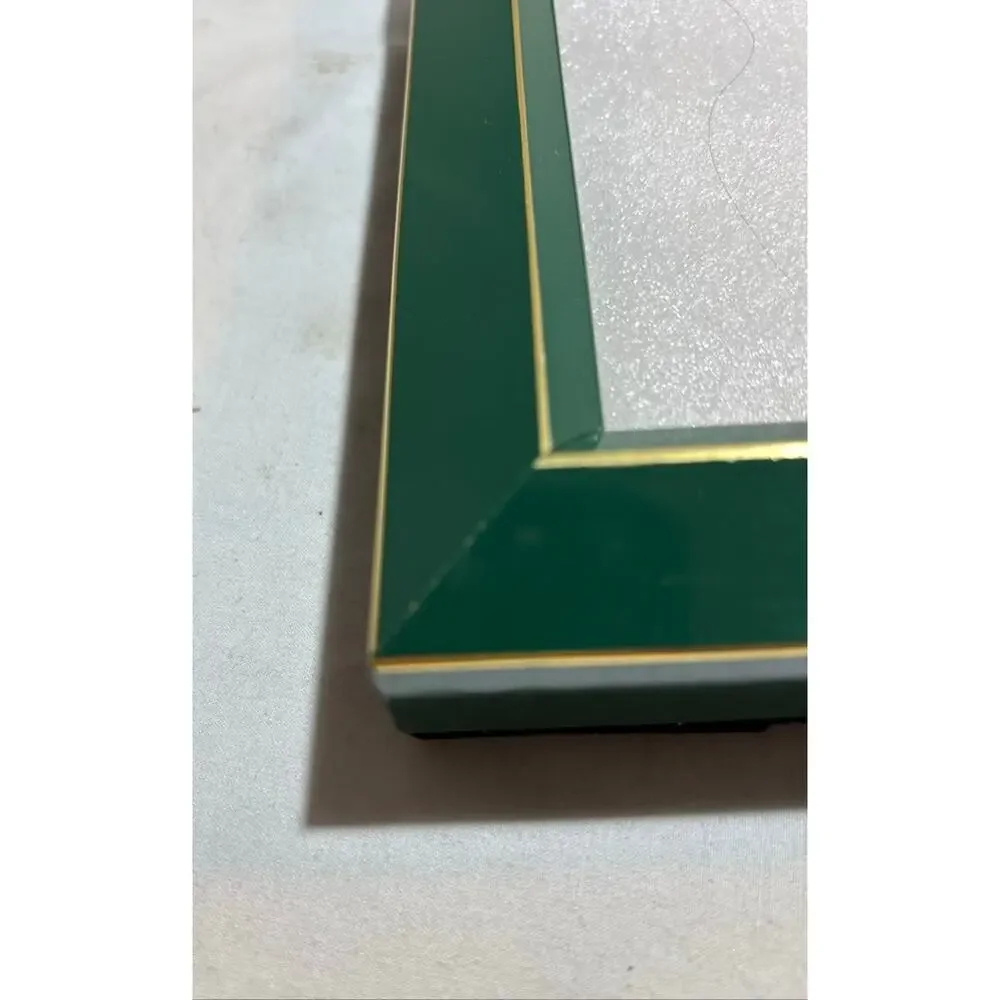 Vintage Green Picture Frame with Gold Trim